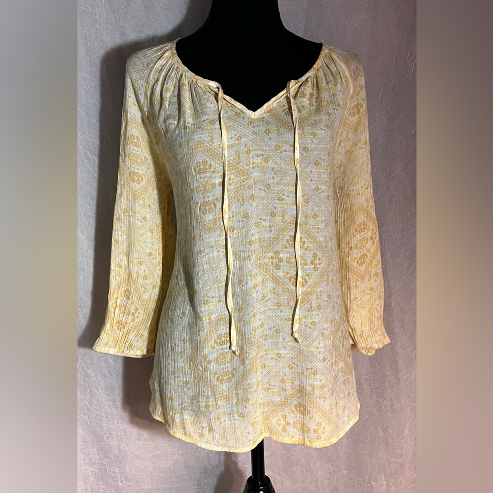 Como blu yellow patterned top